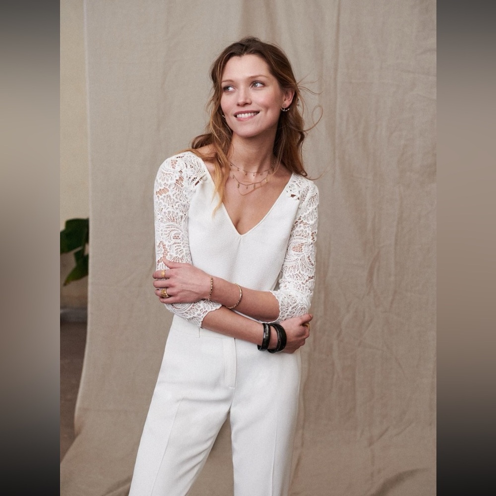 Sézane Claudia Lace Blouse White Size 38 (Medium) - Picture 3 of 7